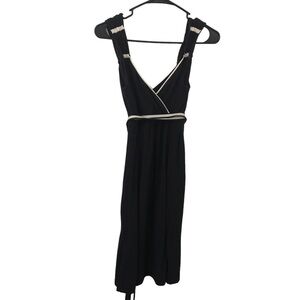 Converse sleeveless black mini dress with black and white tie wrap